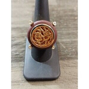 Camilla Lucia Brown Gold Tone Rhinestone Ring Size 9